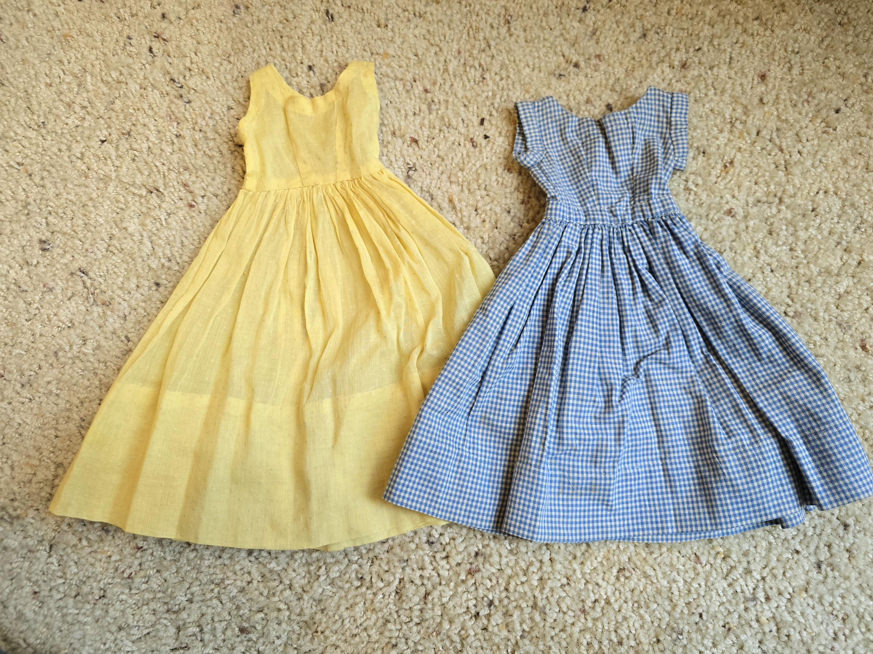 Pair of Handmade Doll Dresses for Mid Century Tall Teen Dolls with Slim Body