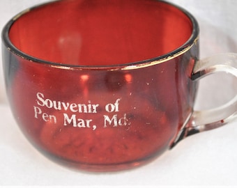 FINAL SALE Vintage Ruby Flash Mug / Cup - Fair Souvenir Pen Mar Maryland