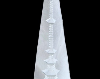 Vintage Hand Cut Obelisk Crystal Pagoda Reverse Glass