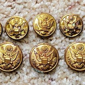 Set of 4 Vintage Gold Color Metal Lion Crest Uniform Buttons Waterbury Co. 