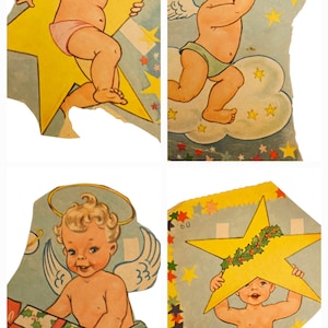 Vintage Baby Engel Cut-Outs, Weihnachtsdekoration, Papier Ephemera, Original Vintage Papier
