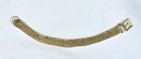 Gold Tone Mesh Bracelet, Belt Buckle Style, Whali… - image 3