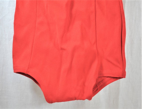 Vintage 1960s Red Nylon Leotard Bodysuit  Stretch… - image 3