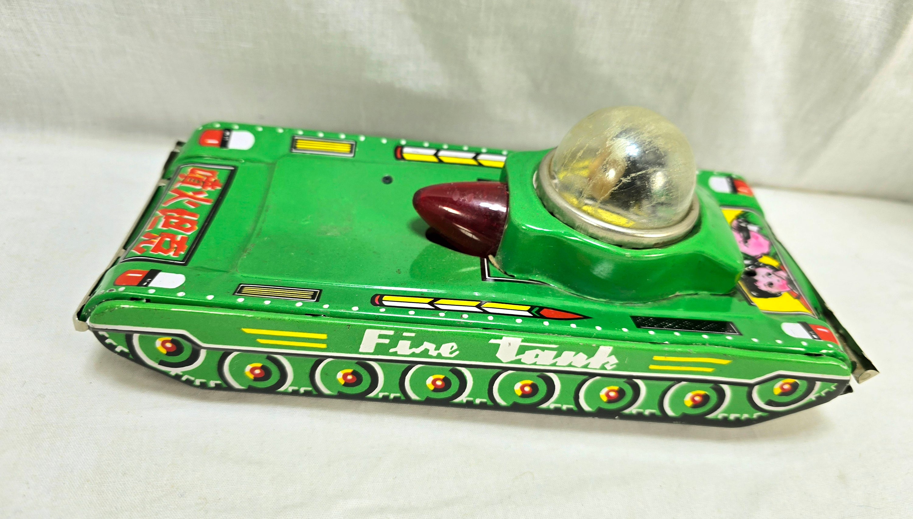 Tank Mécanique Ancien FJ France, Jouet En Tôle Lithographiée
