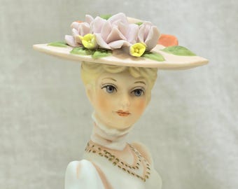 Vintage Enesco Imports Corp Elegant Lady Pink Dress With Parasol & Flowers E9009