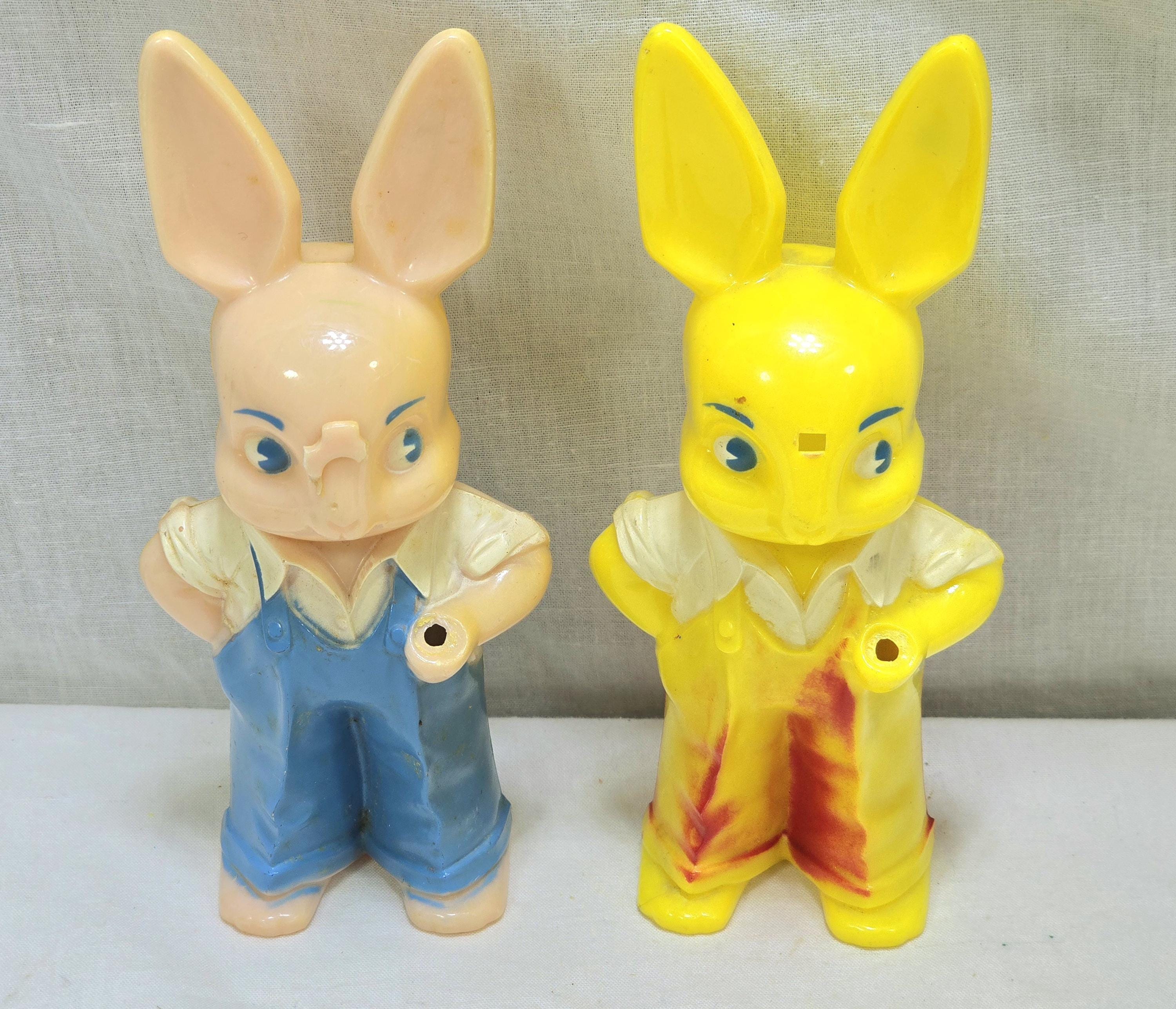 Pair of Vintage Knickerbocker Hard Plastic Easter Bunny Rabbit