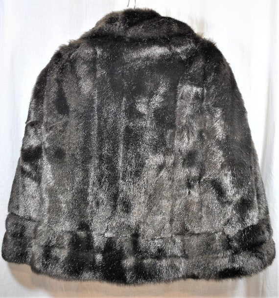 Vintage Faux Fur Mink Cape Stole Shawl, Dark Brow… - image 5