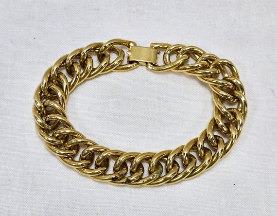 Vintage Avon Chunky Curb Chain Bracelet in Gold T… - image 2