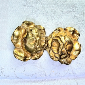 Antieke sjerp riemgesp goudkleurige rozen - vintage art deco - metaal goudkleur