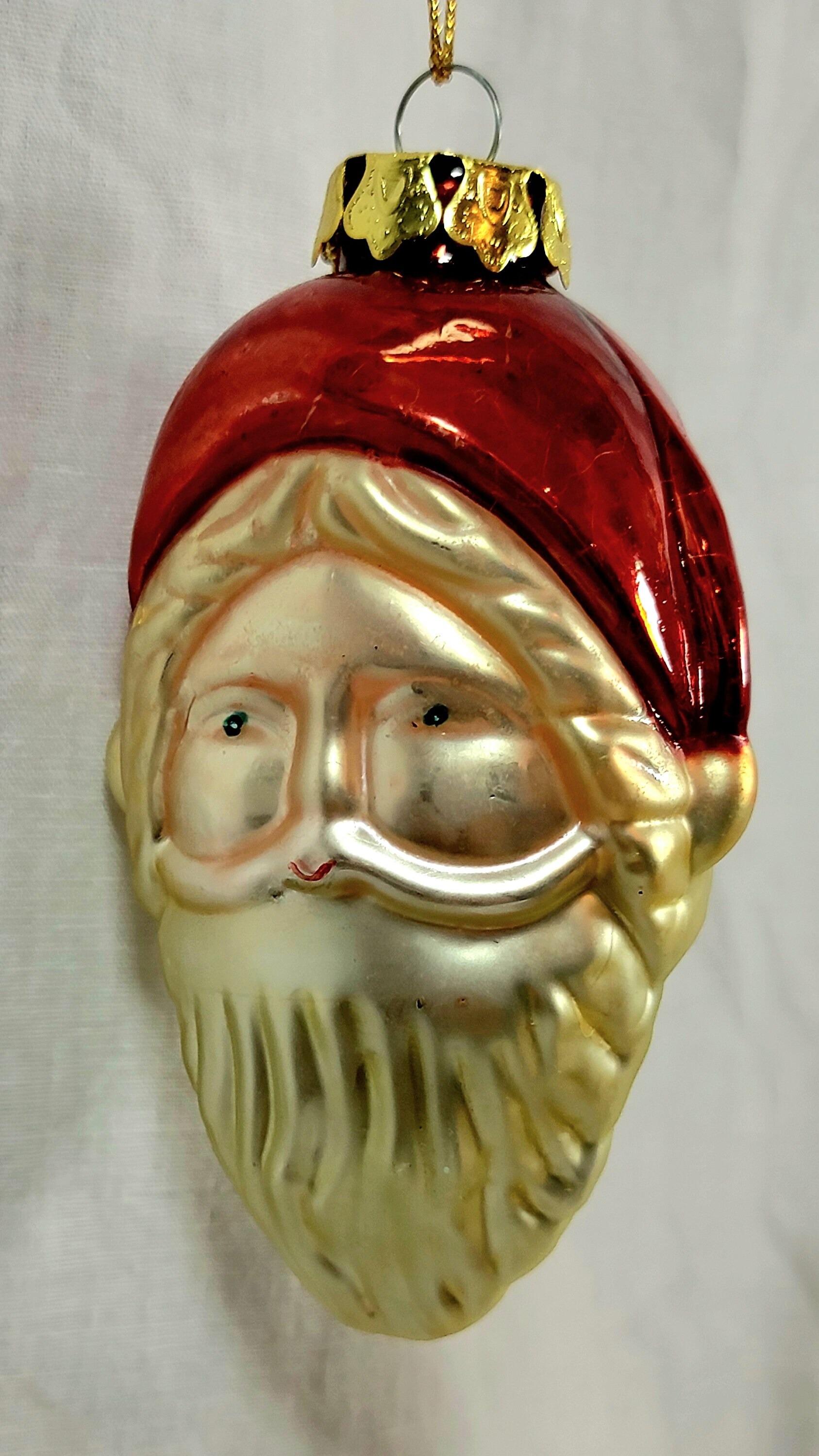 Vintage Blown Glass Old World Santa Double-sided Face Christmas ...