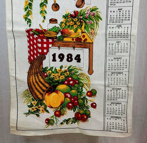 Vintage 1984 Calendar, Linen Tea Towel Tapestry Kitchen Cornucopia, Fruits  and Vegetables - Etsy Finland