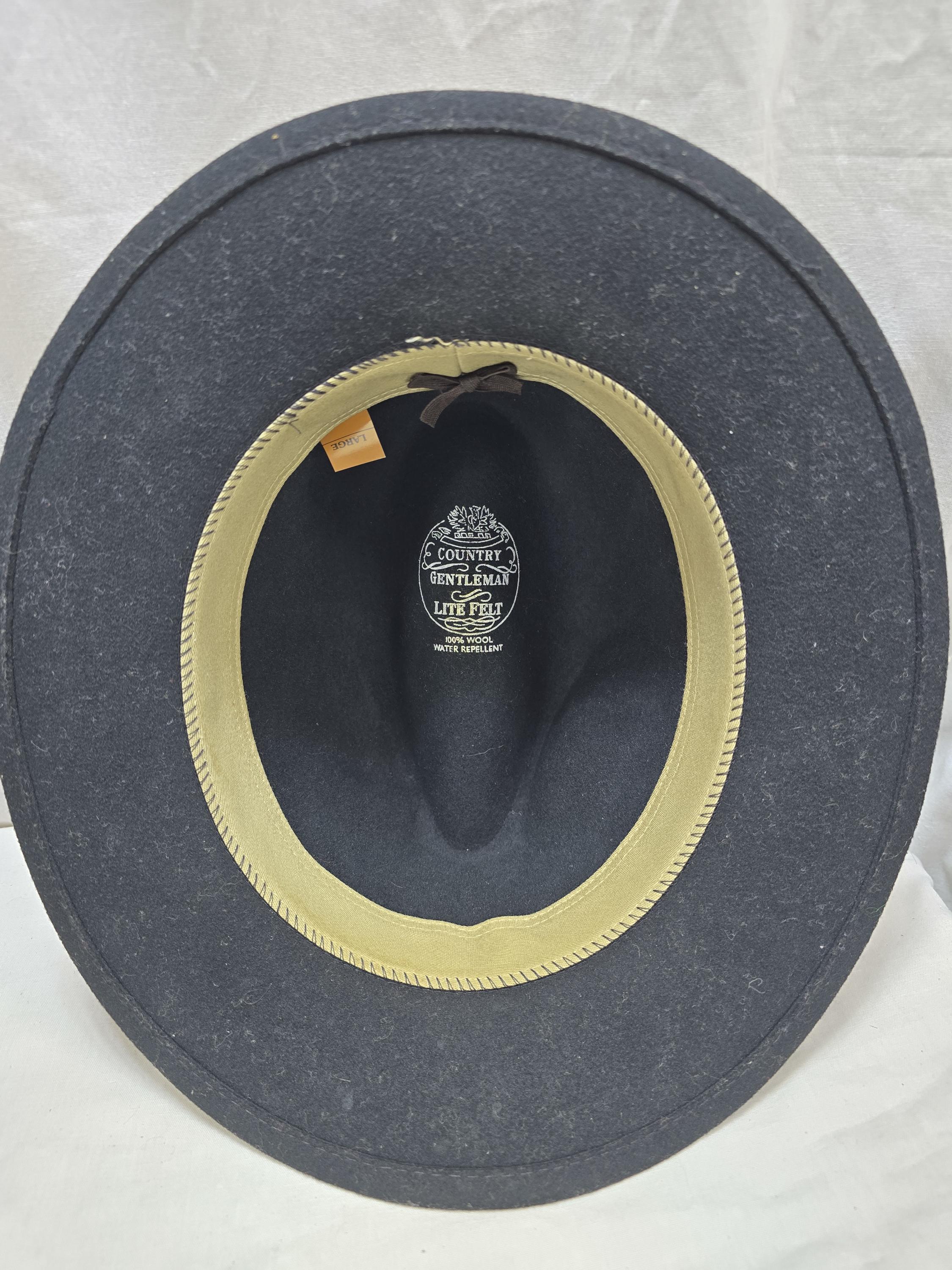Vintage Country Gentleman Lite Felt 100% Wool Black Fedora 