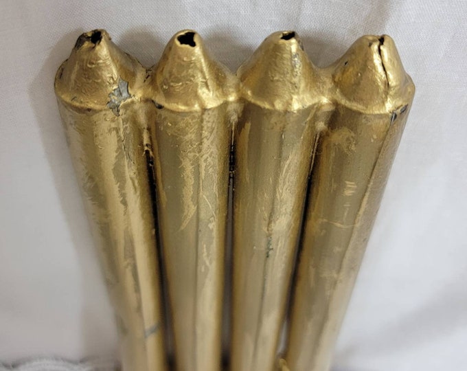 Antique Primitive Metal Candle Mold 4 Tubes for Tapers Painted Gold Etsy