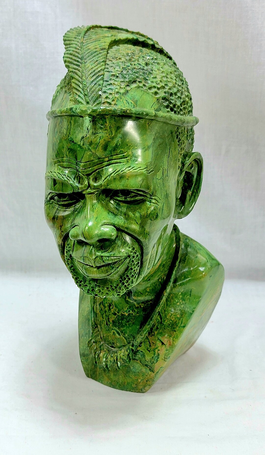 Verdite Africa Shona Tribe Stone BUST of Man Carving Sculpture Zimbabwe