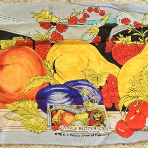 June Critchfield Silk Fruit Oblong Scarf, Copyright 1989 H.J.