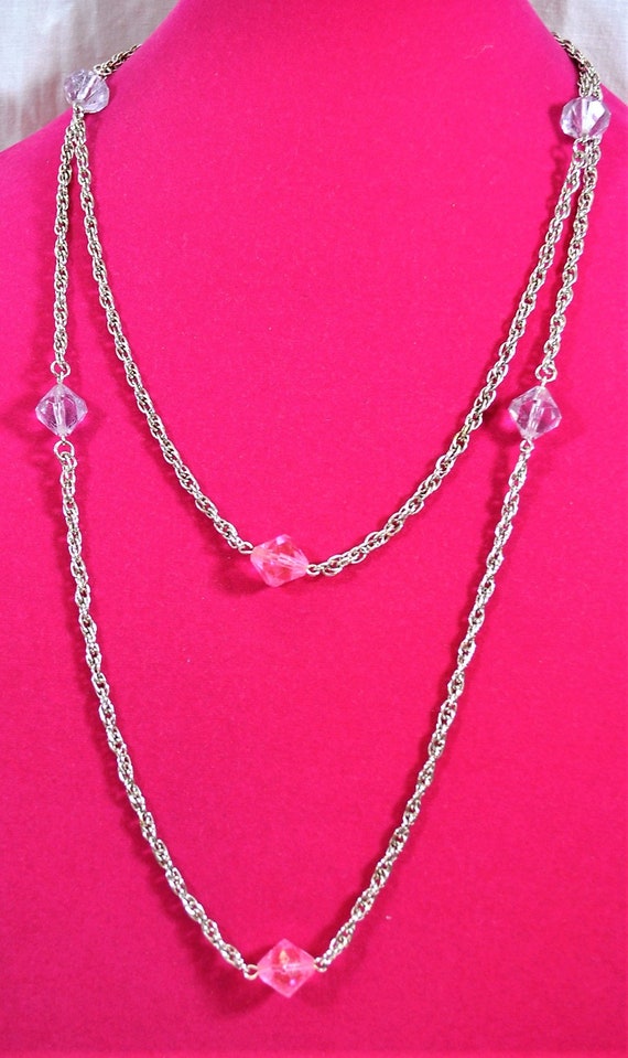 Sarah Coventry necklace, pink and lavender acrylic