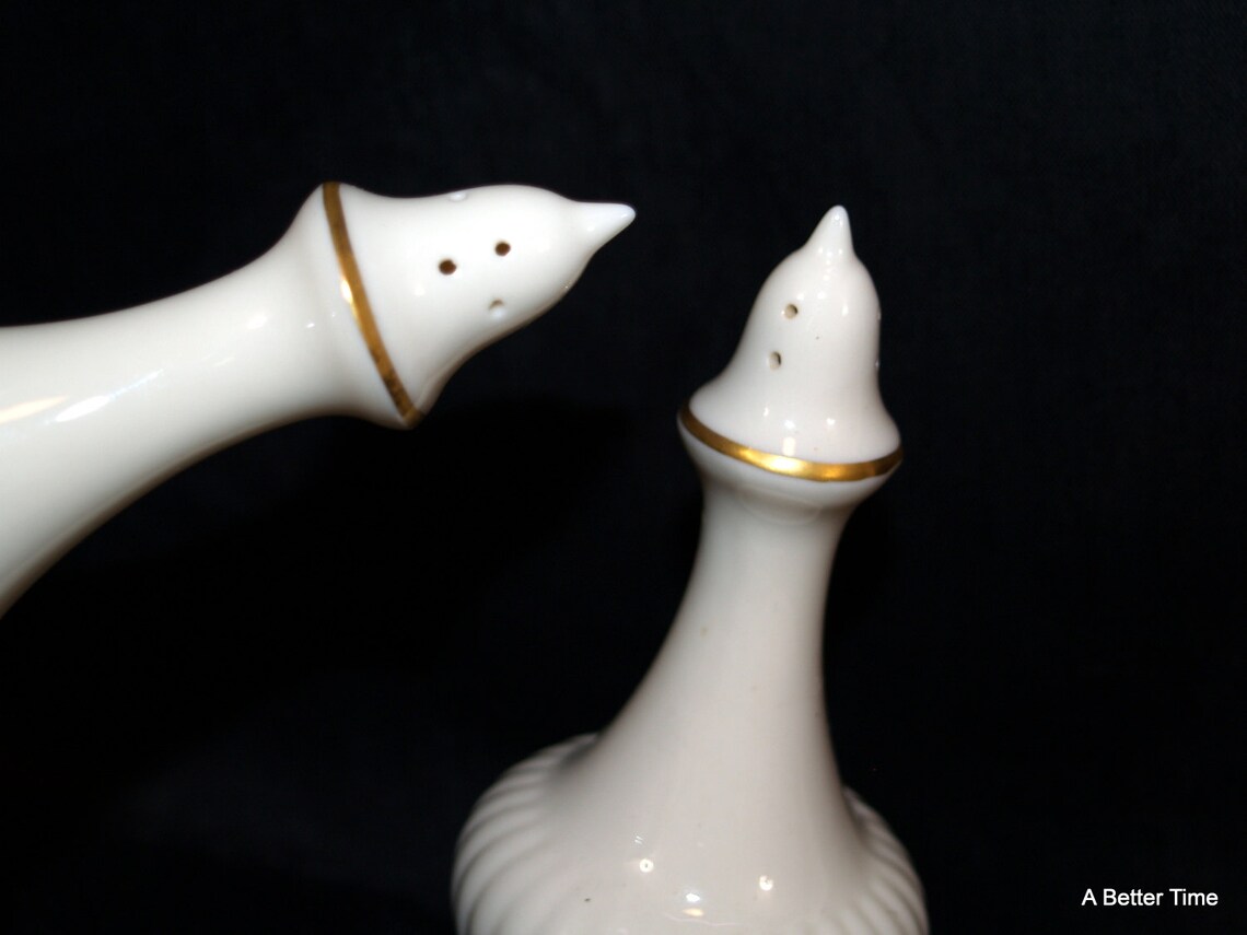 Lenox salt and pepper shakers gold trim Etsy