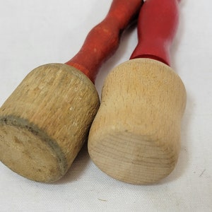 Vintage Miniature Wood Potato Masher Red Handle