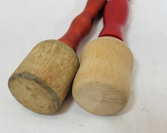 Vintage Miniature Wood Potato Masher Red Handle