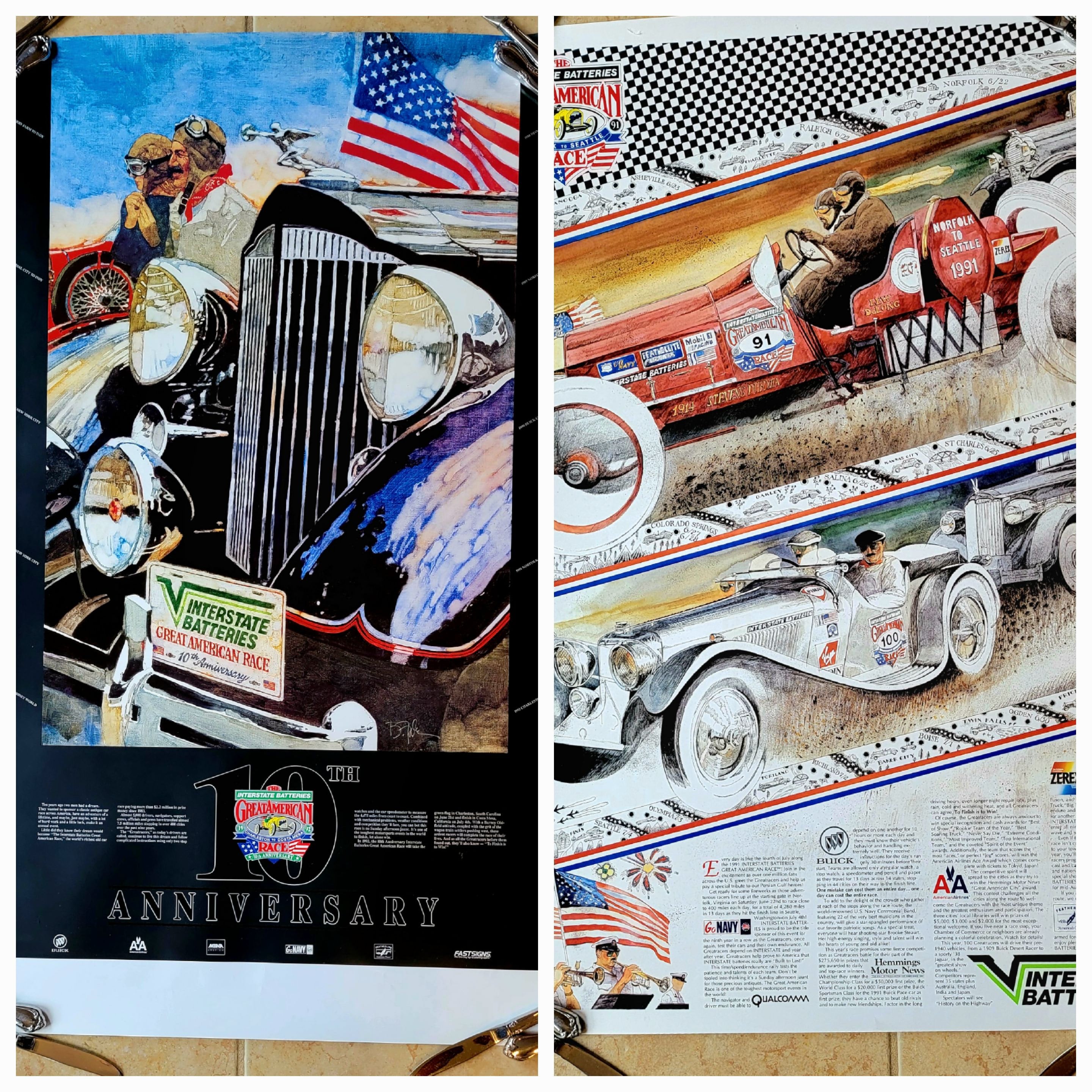 Vintage Great American Race Posters, Interstate Batteries, 1991