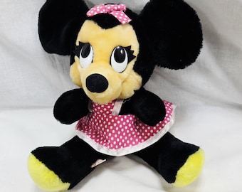 Vintage Disney Minnie Mouse Seated Plush 10" Made in Korea, Vintage Disneyland