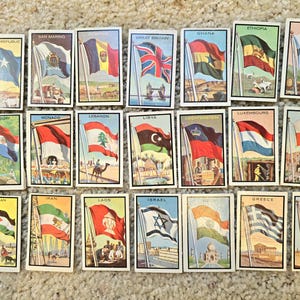 20 Vintage Zigaretten Tabak Country Flaggen Sammelkarten Gedruckt in den USA