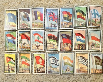 20 Vintage Cigarette Tobacco Country Flags Trading Cards Printed in USA
