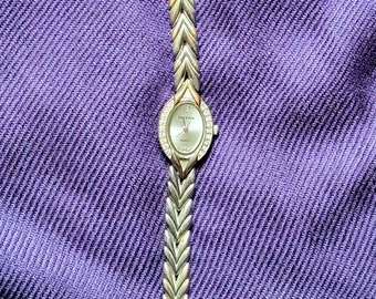 Cote D'azur Silver Tone Ladies Watch Rhinestone Ringed White
