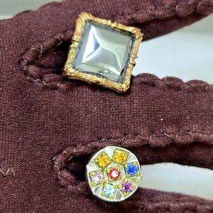 Paar vintage stropdassen voor heren, hematiet en kleurrijke strassteentjes, art deco