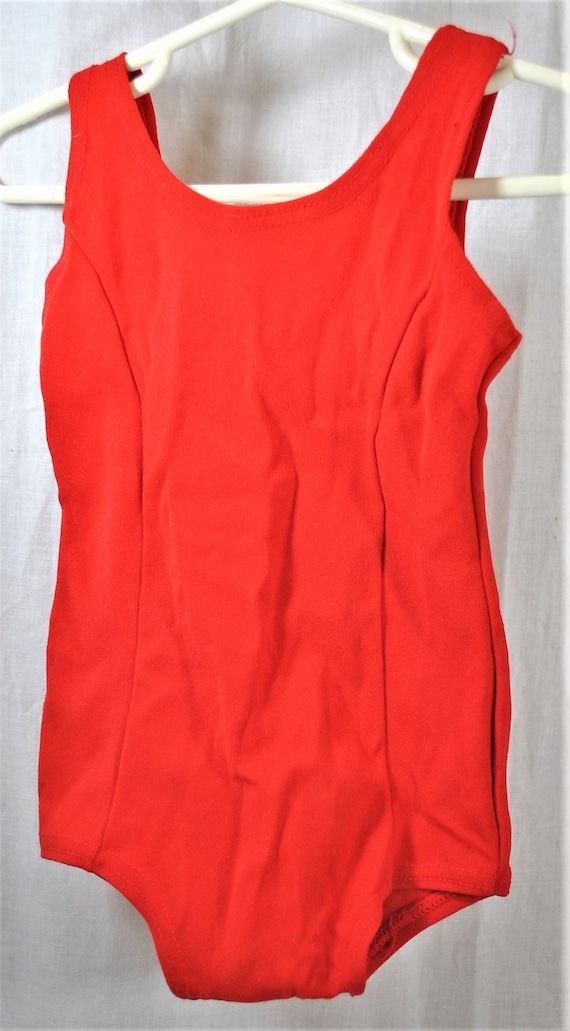 Vintage 1960s Red Nylon Leotard Bodysuit  Stretch 