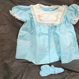 Nannette Blue Baby Dress with Matching Blue Nylon Socks