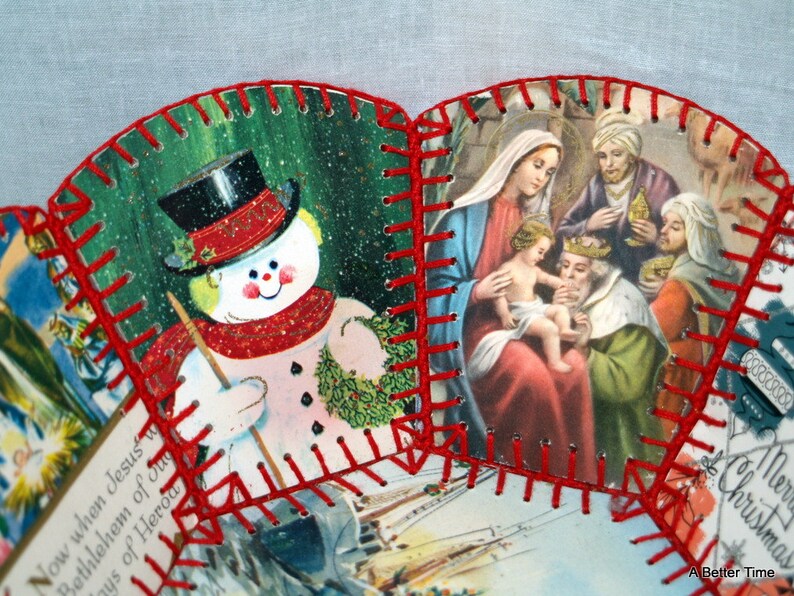 Vintage folk art crafts Christmas Card bowl c1960 | Etsy
