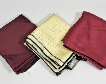 All Silk Pocket Squares, Ashear and Britches of Georgetown, Reds and Yellow with Navy Polka Dots