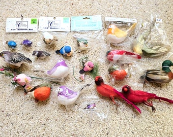 Artificial Birds Lot, Feathered Birds for Crafts, Large Lot, Many New in Original Package.