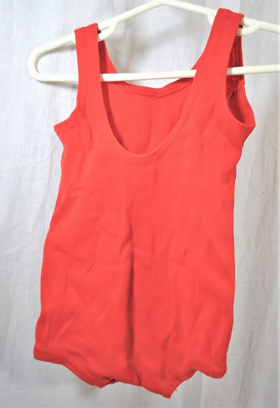 Vintage 1960s Red Nylon Leotard Bodysuit  Stretch… - image 4