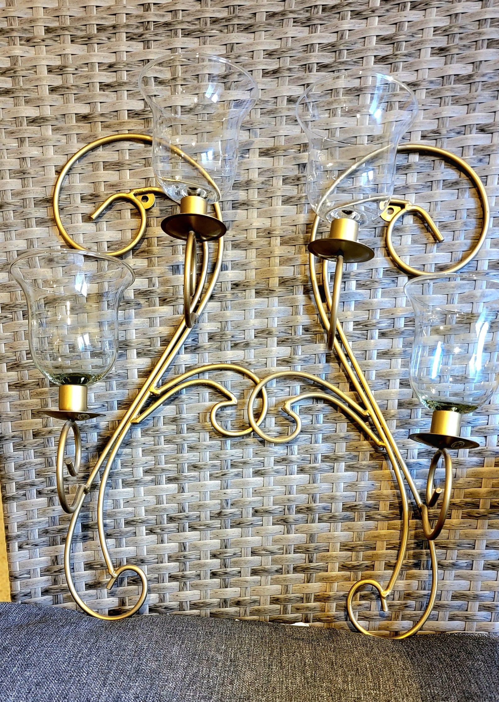 Gold Metal Hanging Candle Holders Vintage Sconces With Glass Etsy