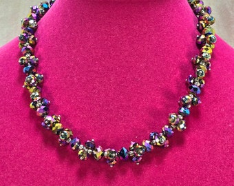 Vintage Kirks Folly paarse Aurora Borealis 17-20" gefacetteerde kralenketting NIB