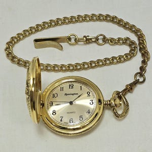 Vintage Remington Quartz Japan Movement Pocket Watch With Embossed