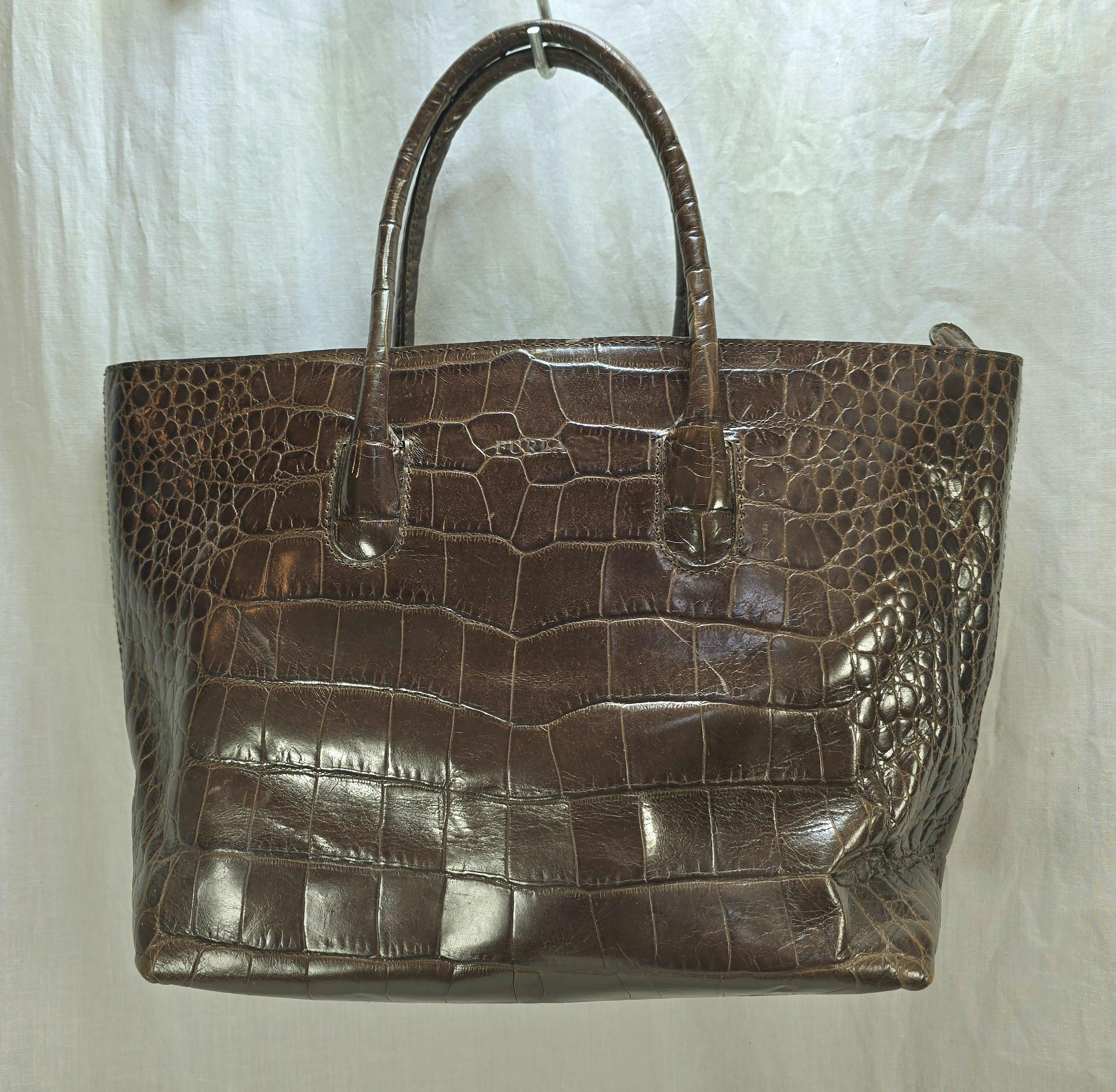 Handbag Genuine Alligator Leather Crocodile Furla Genuine Leather