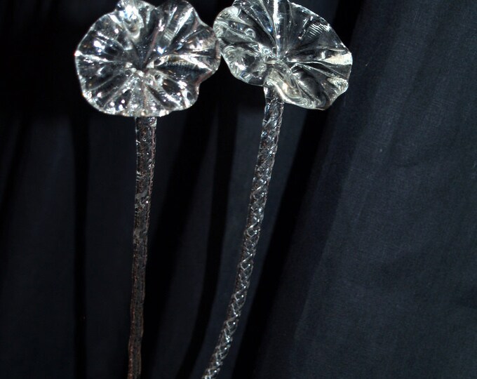 Glass Flowers Long Stemmed Vintage Stems Hand Blown Etsy