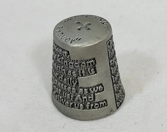 Vintage Colonial Pewter Thimble; The Lord's Prayer, Nicholas Gish Design