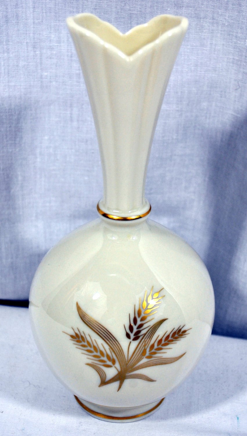Vintage Lenox Ivory Bud Vase with Wheat Pattern and Gold Trim Etsy