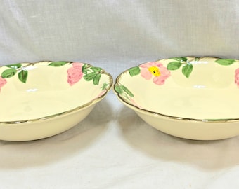 Franciscan Desert Rose 1960s, Two Vegetable Serving Bowls, Round with Black California Mark