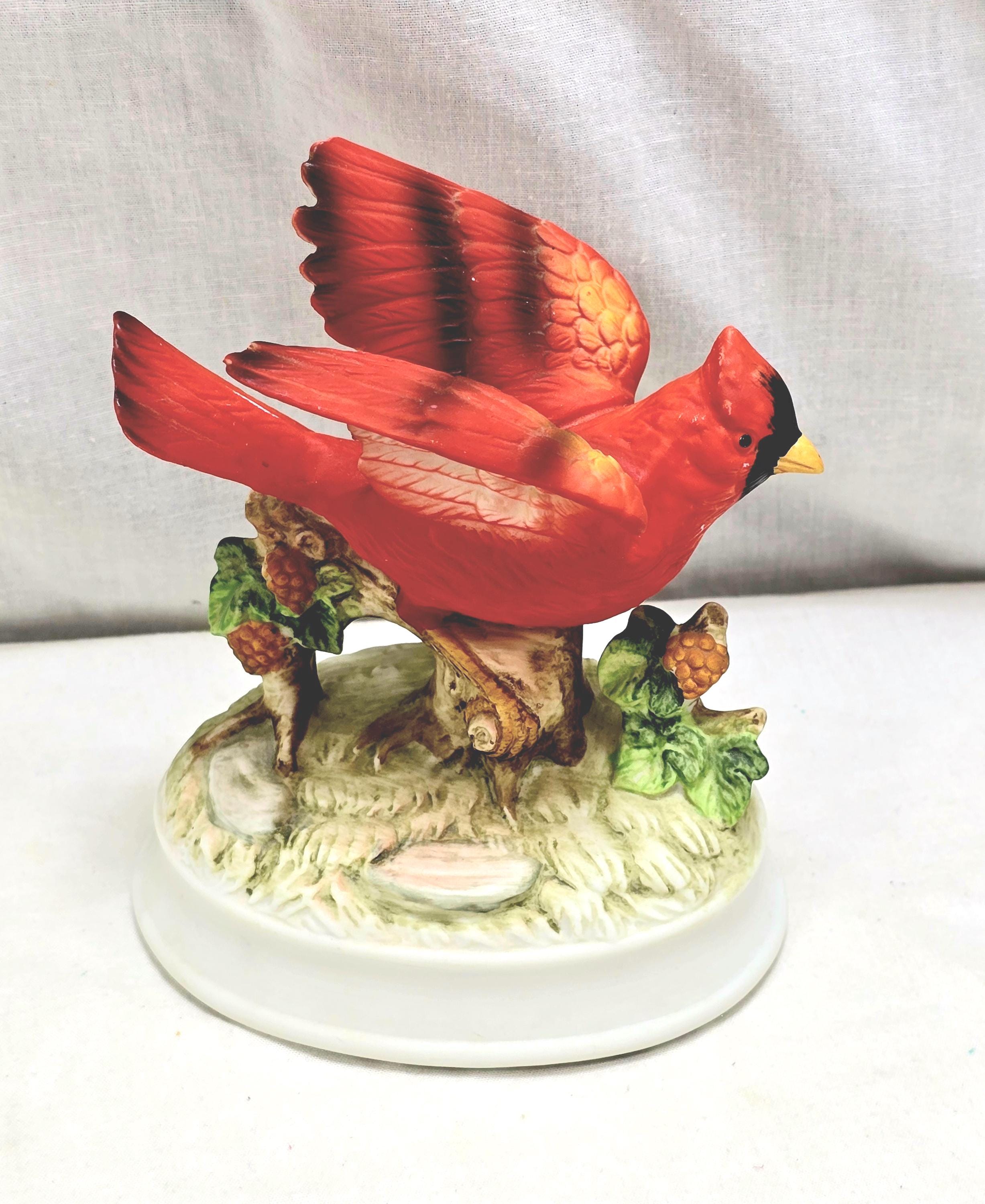 Vintage Ceramic Red Cardinal Bird Music Box by Gorham, Made in