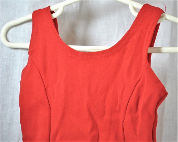 Vintage 1960s Red Nylon Leotard Bodysuit  Stretch… - image 2