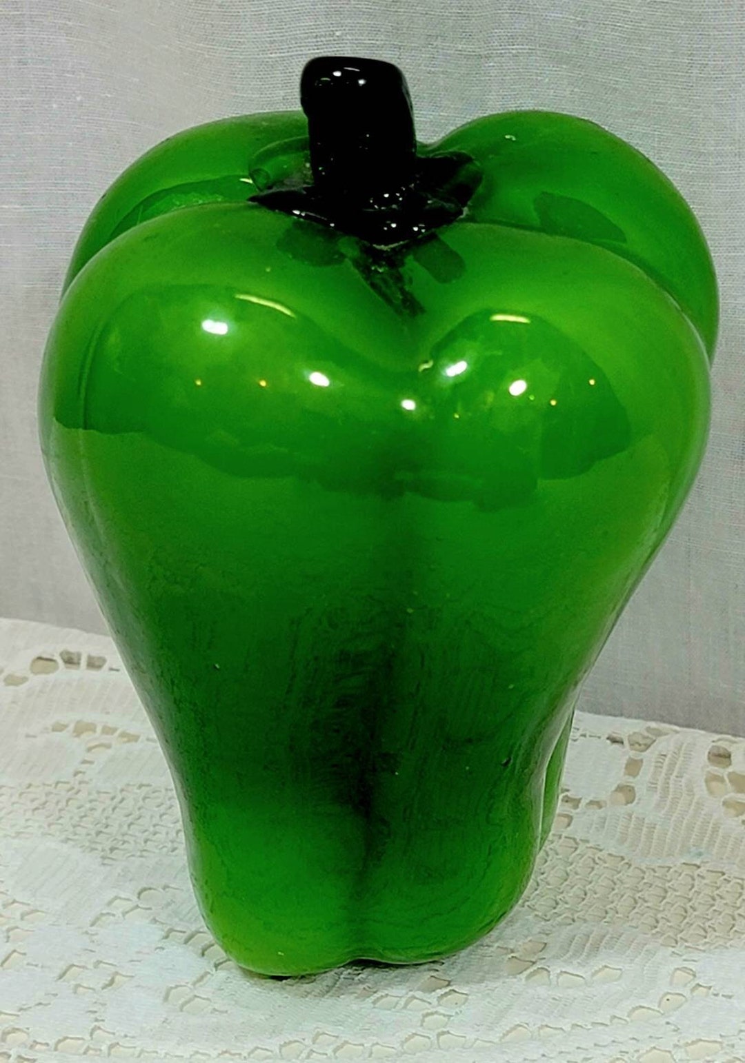 Green Glass Bell Pepper Murano Style Hand Blown Vintage Art Etsy