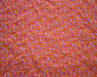 Vintage Melon Orange Pink Print Feed Sack - Pattern of tiny Flowers Feedsack - Flour Sack
