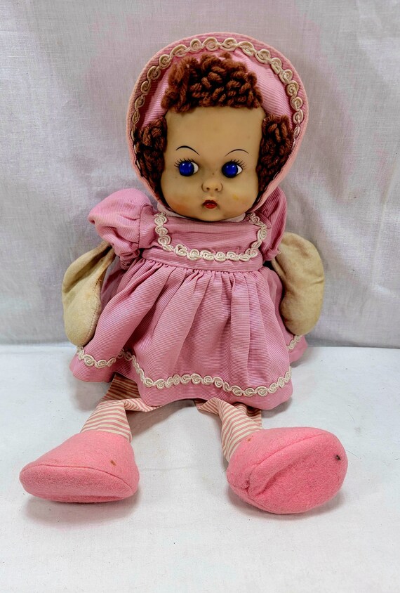 Vintage Knickerbocker Rubber Face Plush Doll, Vintage Knickerbocker Rubber Face Plush Doll,