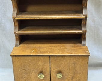 Vintage Doll Sized Wooden Stepback Cupboard Hutch Cabinet