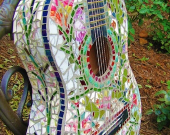 Mosaic Guitar  Rock and Roll, Shabby Chic, Vintage Floral